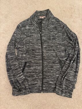 Juicy Couture Black & Gray Marled Knit Zip Jacket